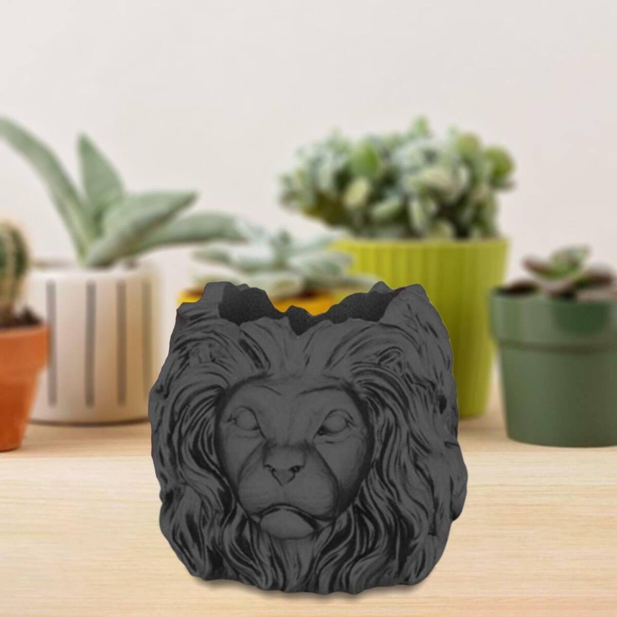 Lion Head Shaped Plant Pots Planter Silicone Mold DIY Concrete Wax Moulds