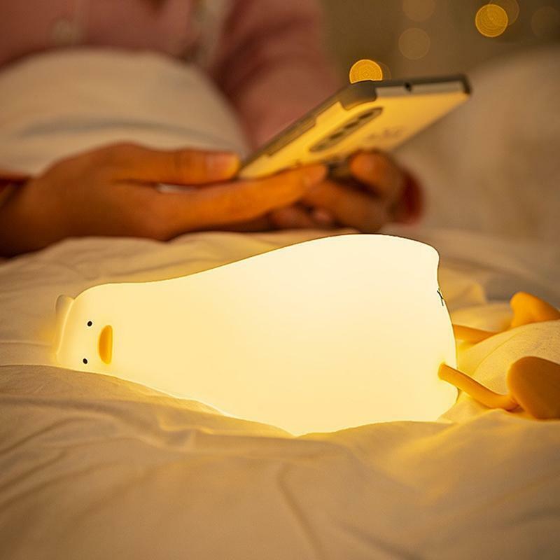 Cartoon Lying Duck Atmosphere Light Dimmable Bedside Lamp Rechargeable for Home