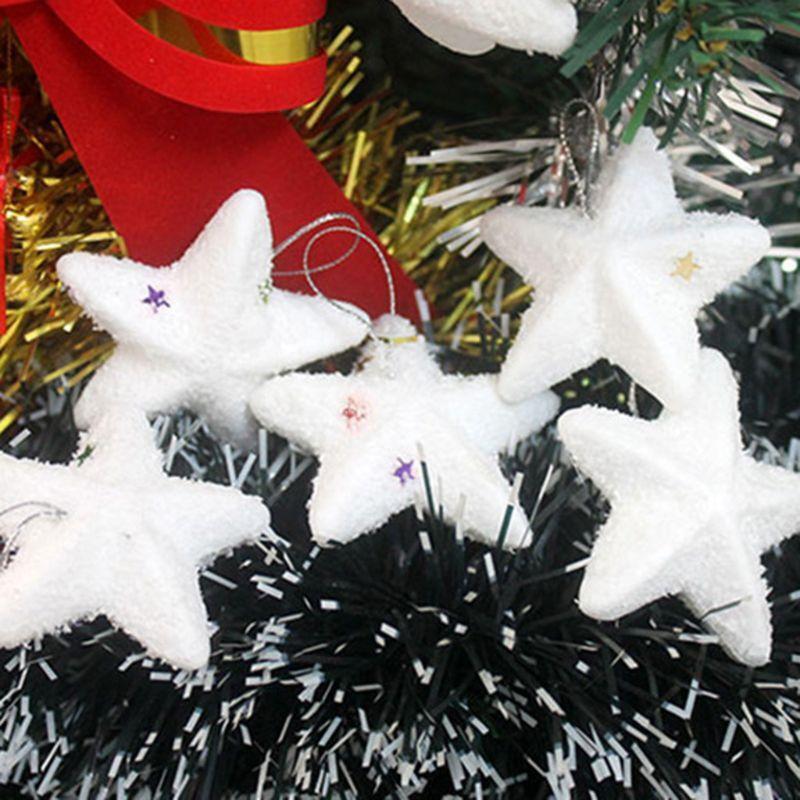6 PCS White Five-Pointed Star Ornament Christmas Topper Tree Star Mini Tree Star