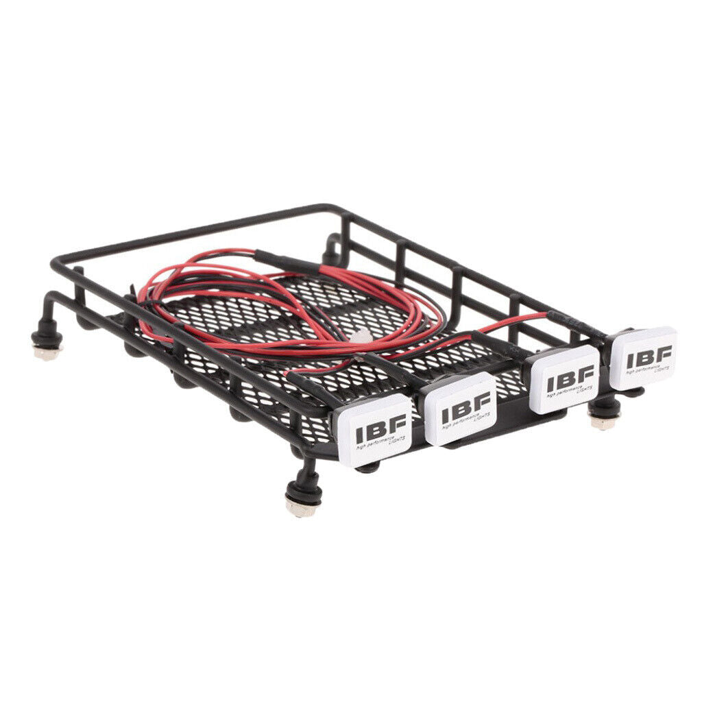 RC /10 Metal Roof Rack w/ Square LED Light for Axial SCX10 Rock Crawler Kits