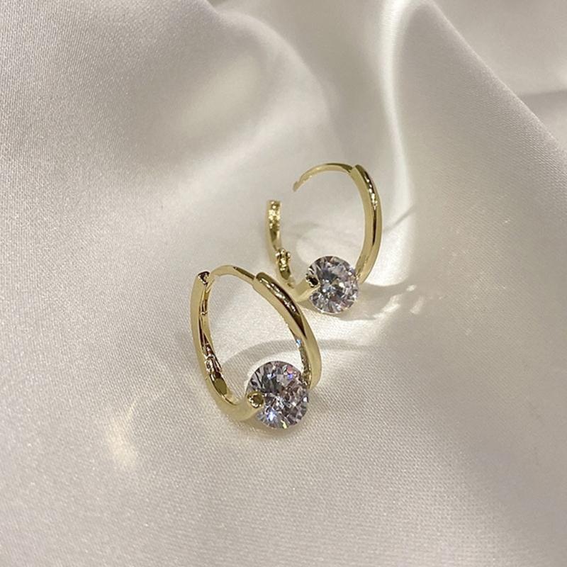 Female Jewelry Irregular Zircon Ear Buckle Elegant Zircon Crystal Earring Dangle