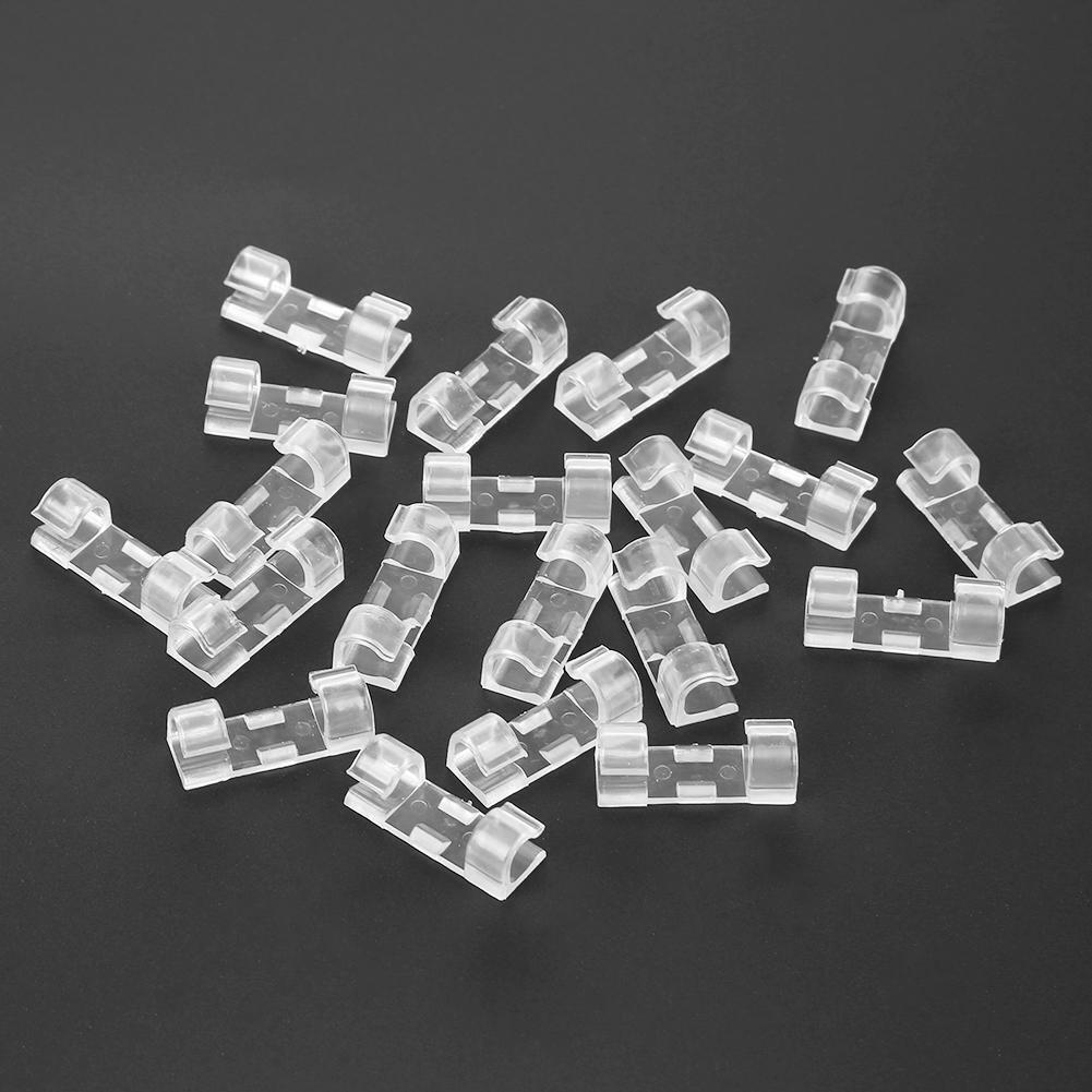 20pcs Cable Cord Wire Clips Fixer Fastener Line Adhesive Clamp/Transparent