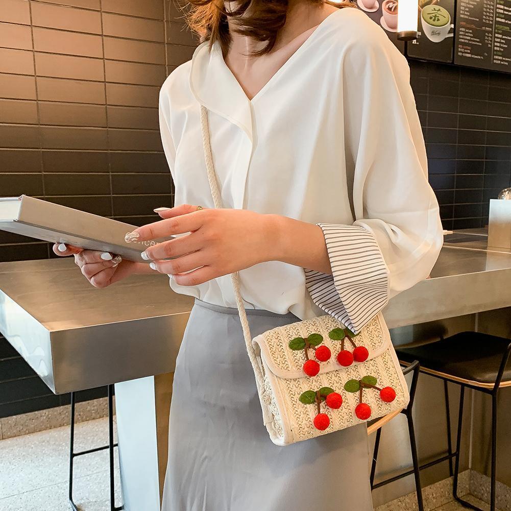 Summer Cherry Straw Messenger Bags Women Handbags Crossbody Shoulder Bag