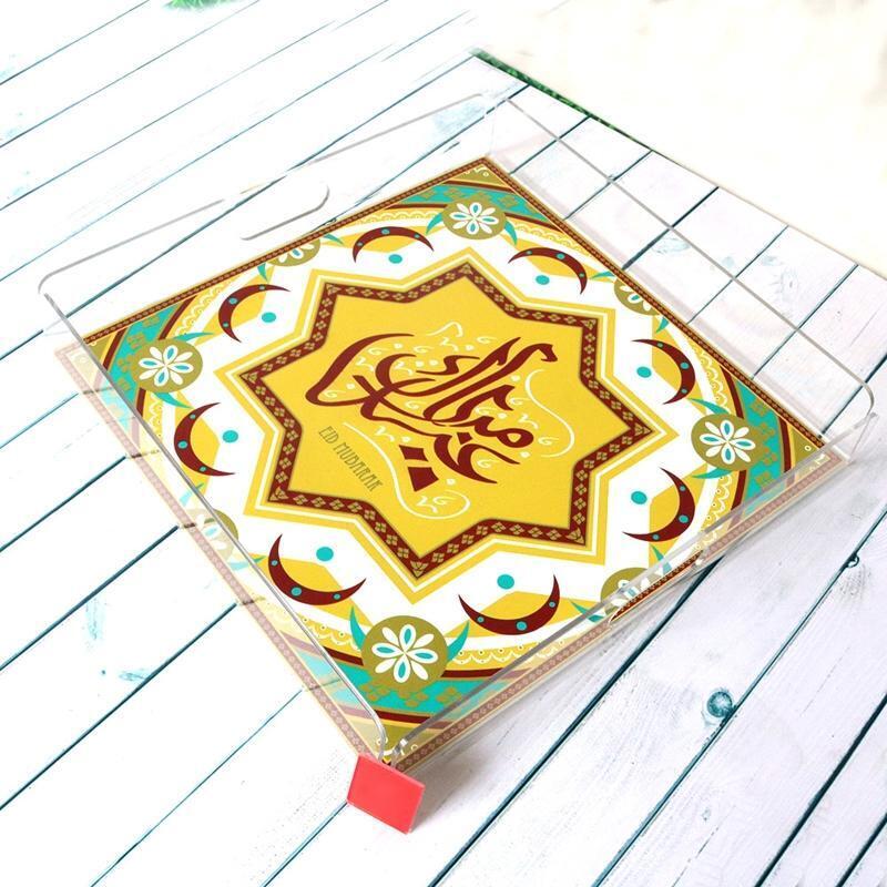 Eid Acrylic Tray Snack Fruit Candy Chocolate Storage Plate Desktop Ornament