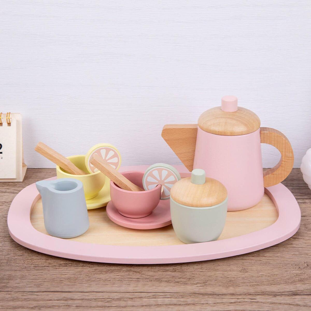 Wooden Tea Party Set   with Accessories for Toddlers