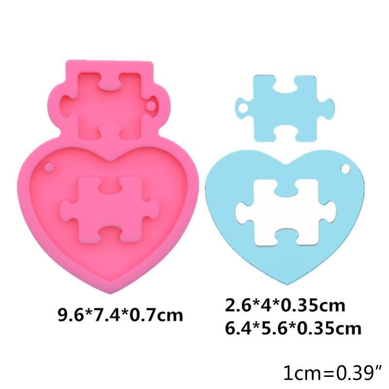 Handmade Couple Love Key Chain Casting Mold DIY Crafts Pendant Silicone Mould
