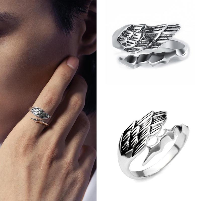 Angel Demon Wing Ring Couples Punk Adjustable Rings Birthday Gift for Men Women