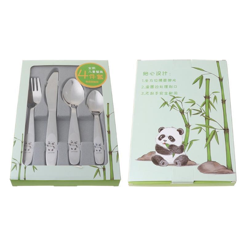 Cute Baby Mini Utensils Anti-drop Tableware for 6-14 Month Panda Pattern