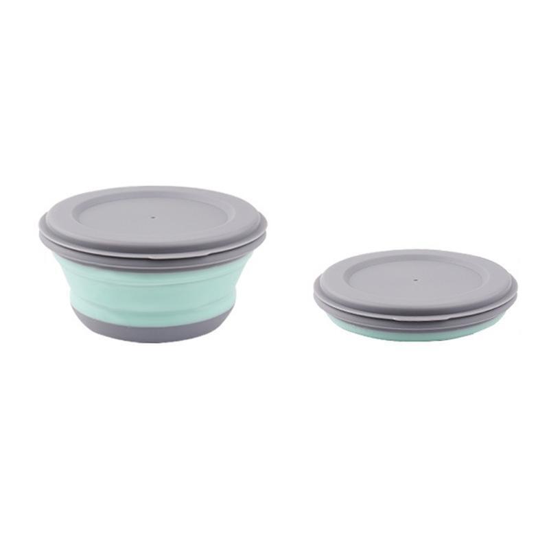 3Pcs Collapsible Silicone Bowl with Lid Set Foldable Snack Lunch Box Containers