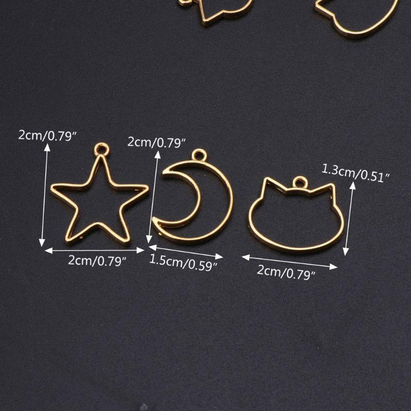 90 Pieces/Set Creative Hollow Frame Charms Geometric Hollow Metal Frame Pendants