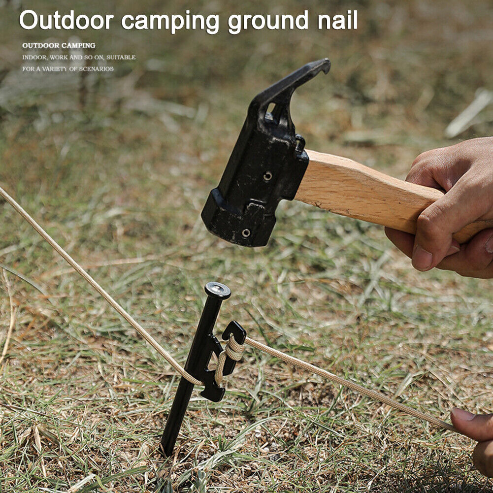 Tent Awning Rod Holder Outdoor Canopy Pole Stand with 2pcs 30cm Nails (B)