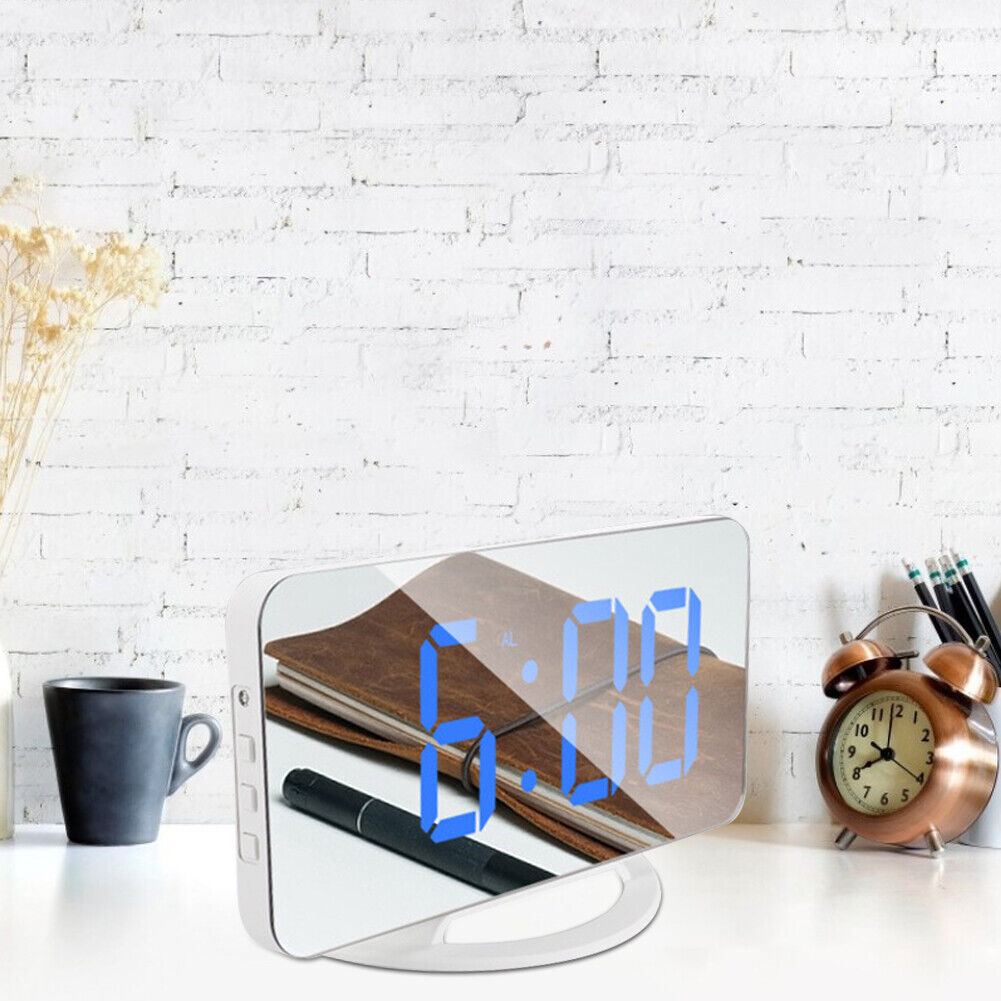 LED Mirror Wake Up Clock Electronic Auto Photosensitive Alarm Clock (B)