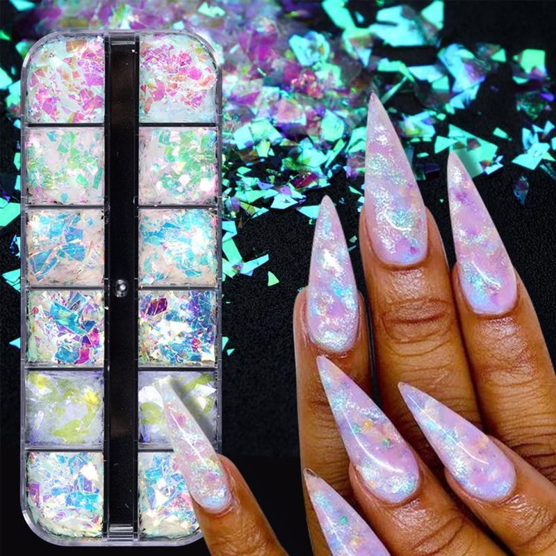 Nail Art Glitters Irregular Nail Sequin Colorful Glass Paper DIY Nail Art Decor