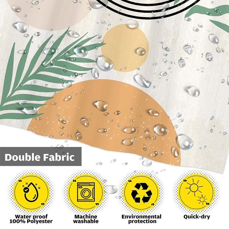 Boho Mid Century Shower Curtain Abstract Painting Pattern Polyester Bath Supply