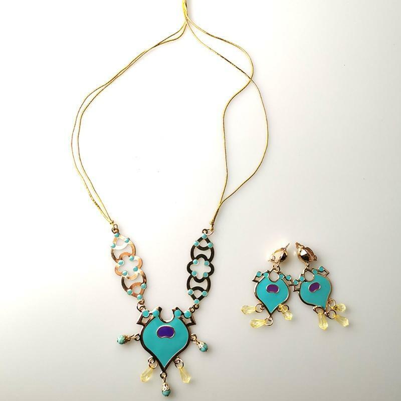 Women Jasmine Headband Earrings Pendant Jewelry Set Dress Up Princess Costume