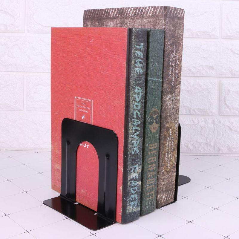 2 Pcs Decorative Metal Bookend Magazine Organizer Holder Office Standing Bookend