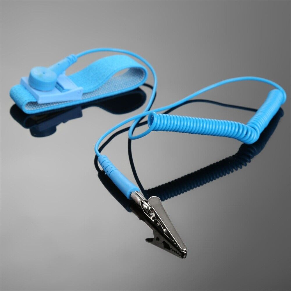 Blue Antistatic Discharge Cable Adjustable Wrist Band Grounding Prevent Static