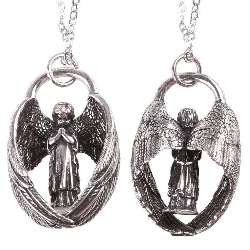 Huge Feather Angle Wings Pendant Necklace Copper Biker Fashion Chains For Men