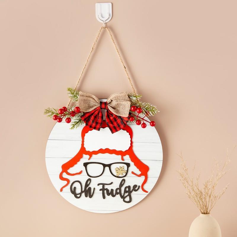 Christmas Wood Sign Creative Snowman Wooden Crafts  Indoor Outdoor Garden Yard