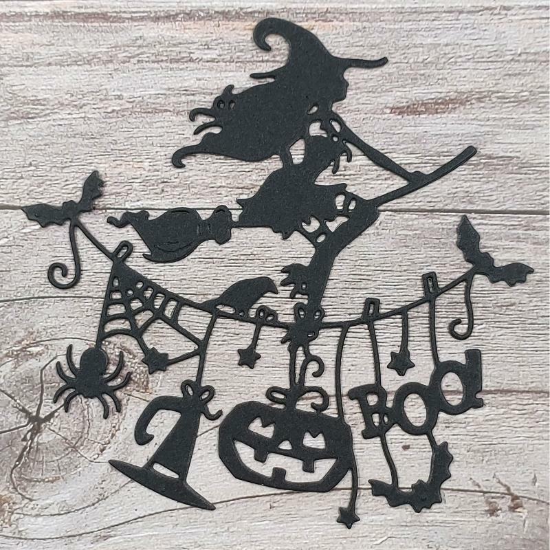 Flying Witch with Bat Garland Metal Cutting Dies Stencil DIY Embossing Template