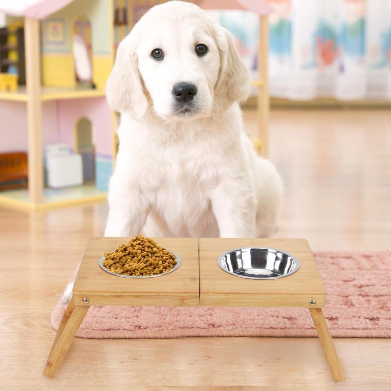 Anti- Skid Ceramic Cats Food Feeder Clear No- Spill Water  Pet Cervical Spine