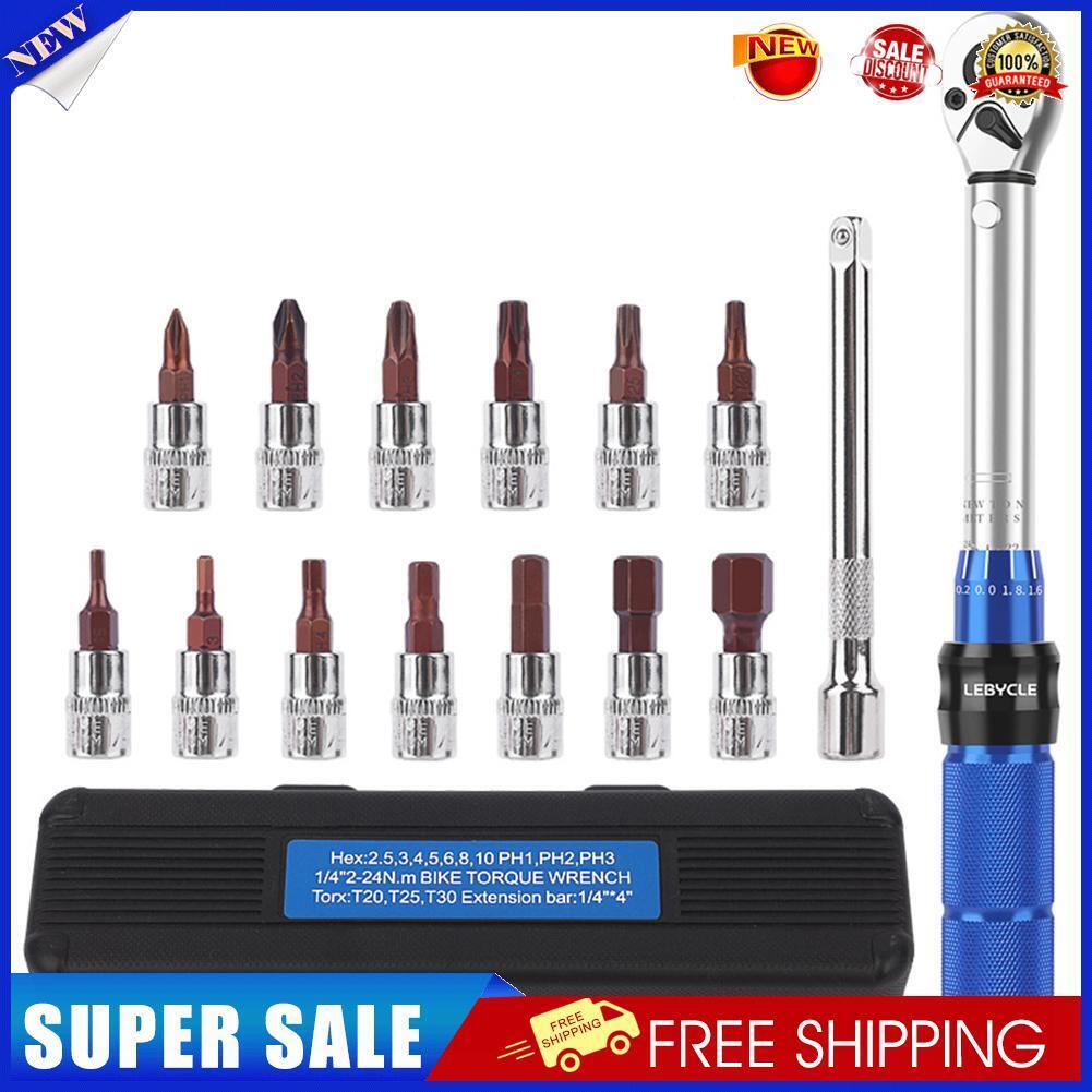 LEBYCLE 2-24Nm MTB Bike Allen Key Ratchet Torque Wrench Set Repair Tools
