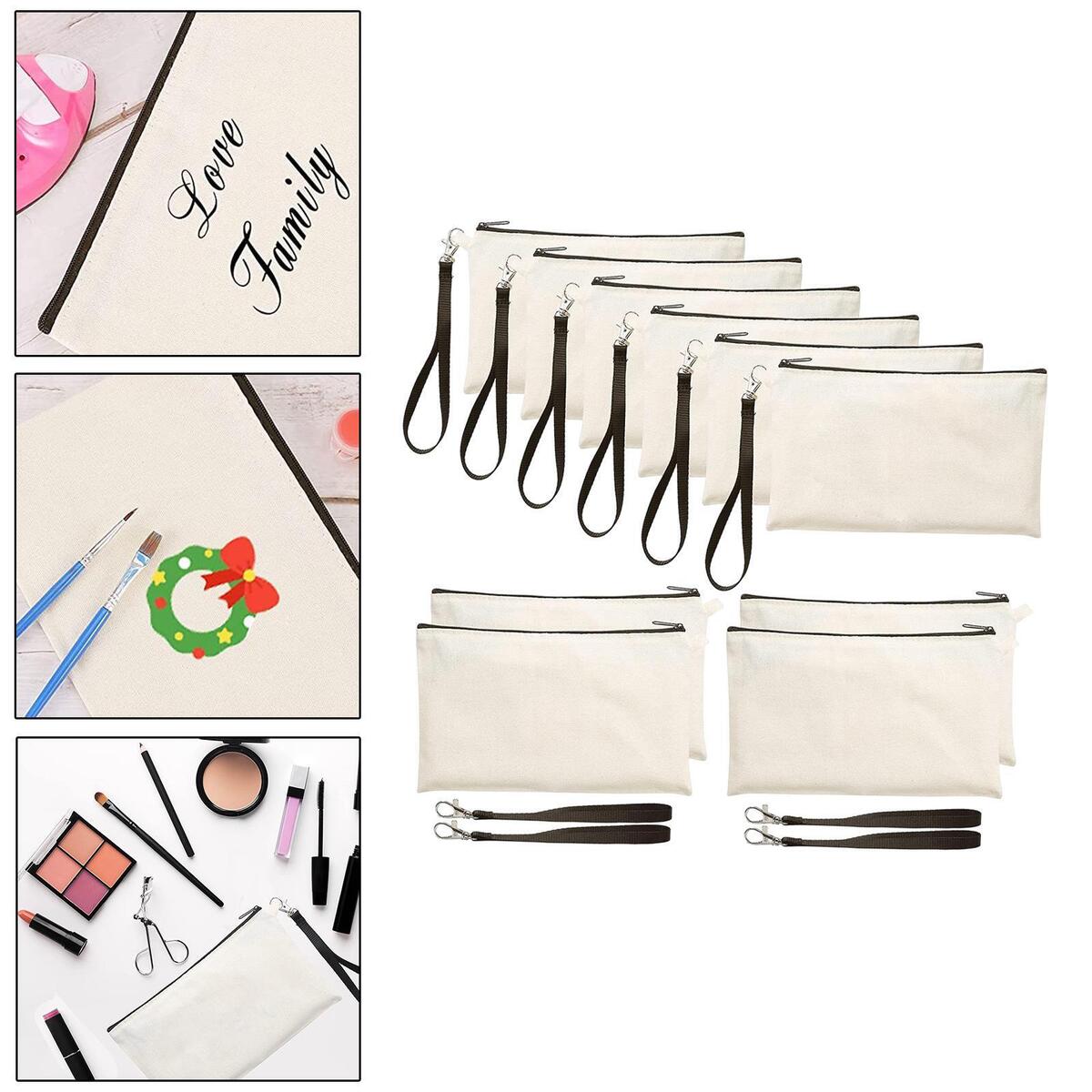 10x Blank Pencil Bags Heat Transfer Cosmetic Bags Kids Wristband DIY Kit