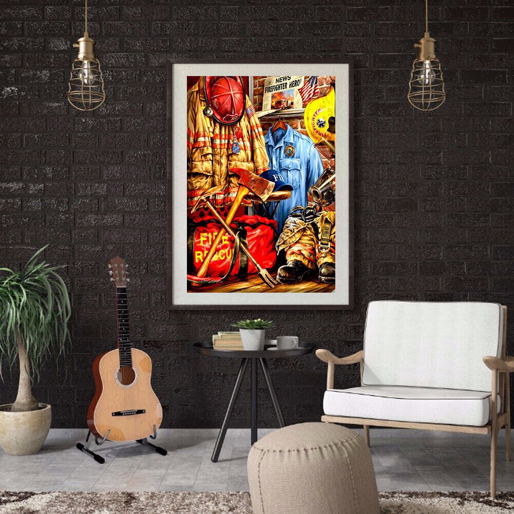 Fireman Uniform DIY Full Drill Round Diamond Painting Mosaic Picture Kit