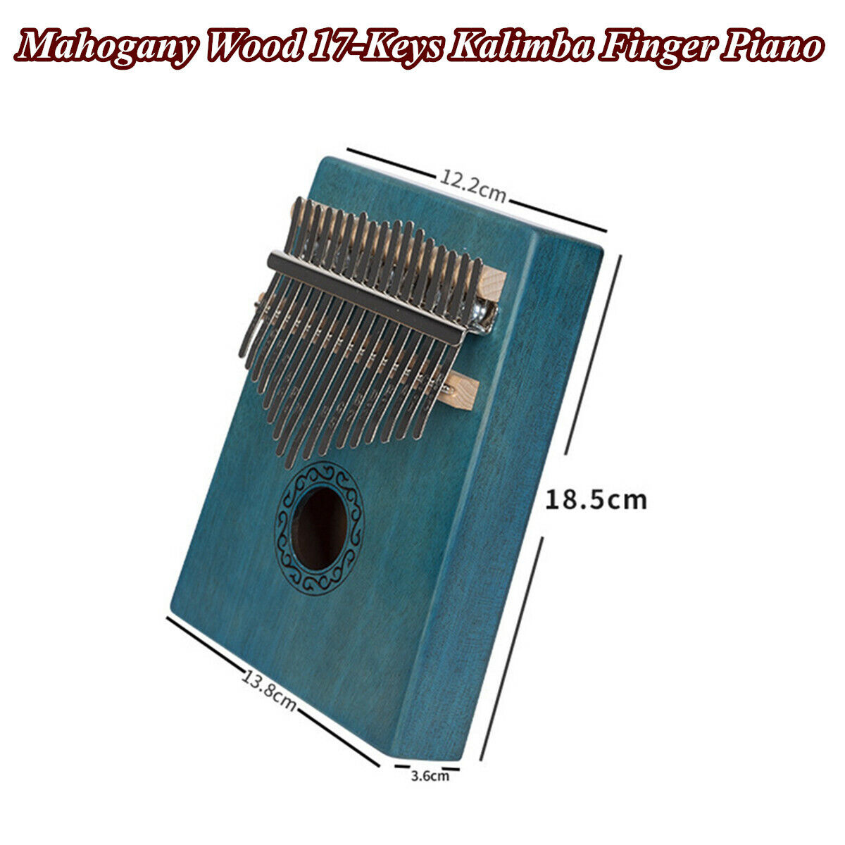 Finger 17 Keys Kalimba Thumb Piano Instrument Mahogany Wood with Tuner Hammer 1x