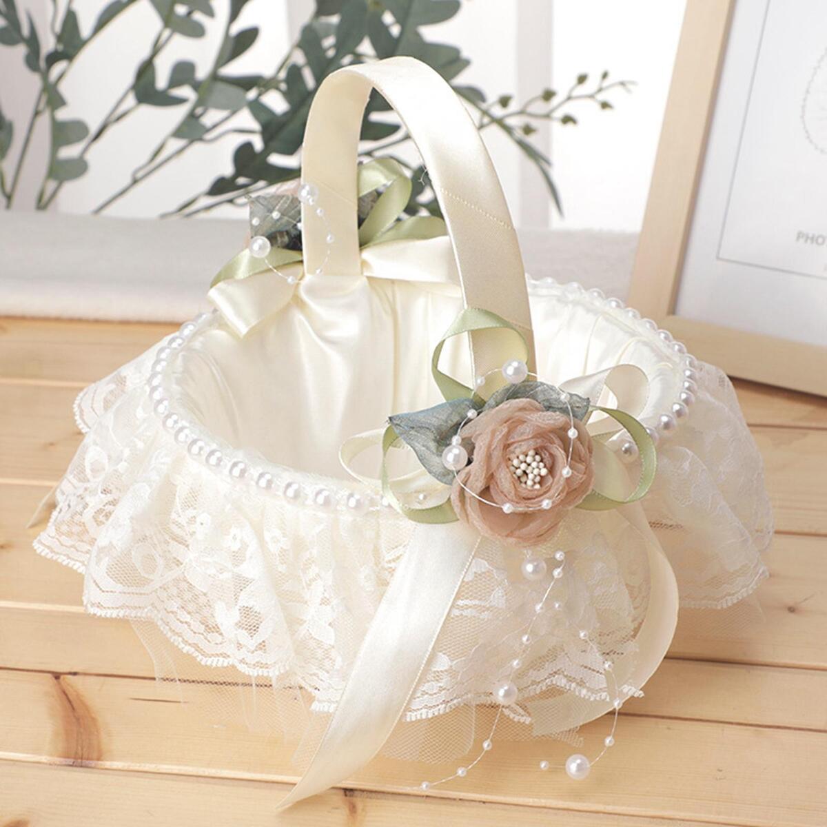 Delicate Wedding Flower Girl Basket for Party Bridal Accessories Ornament