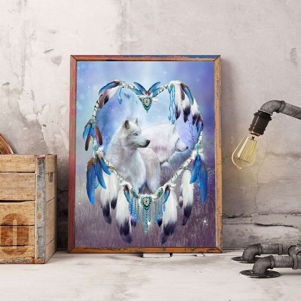 Diamond Painting Kits Full Round Dreamcatcher Wolf DIY Wall Art Home Decor