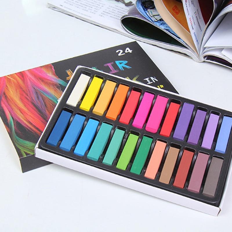 24 Colors Temporary Hair Chalk Bright Hair Color Dye Washable Hair Chalks Gift