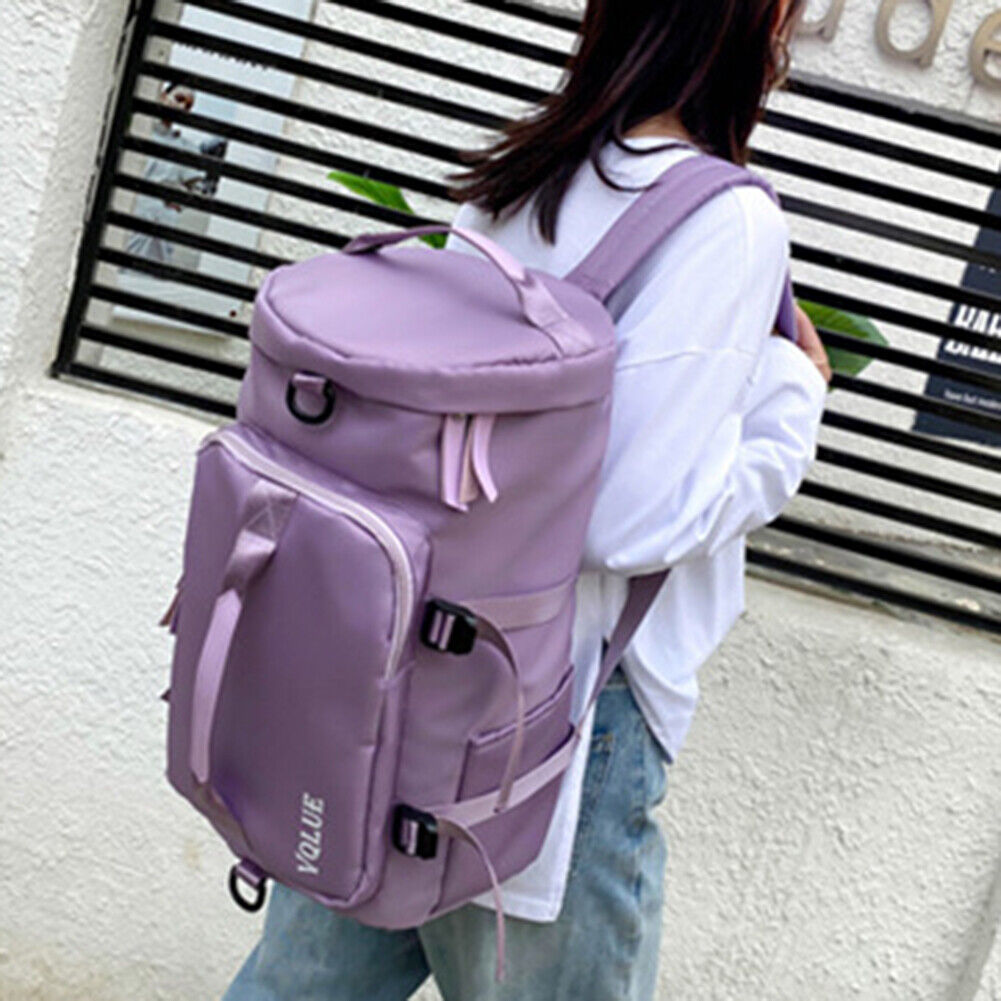 Fashion Women Oxford Cloth Solid Color Backpack Travel Rucksacks (Purple)