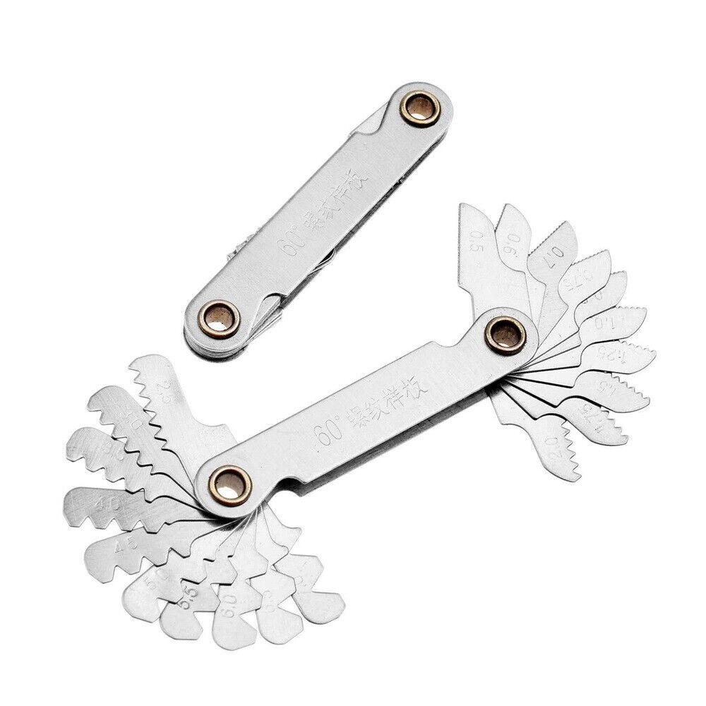2pcs Steel 60° Dual Head Thread Screw Pitch Gage Gauge Measure Measuring Tool