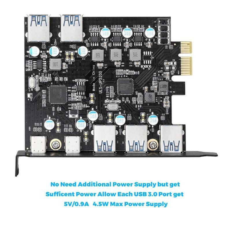 PCI-E to USB 3.0 7-Port (5 USB C+ 2 USB A )Slot Expansion Card PCI E USB Card
