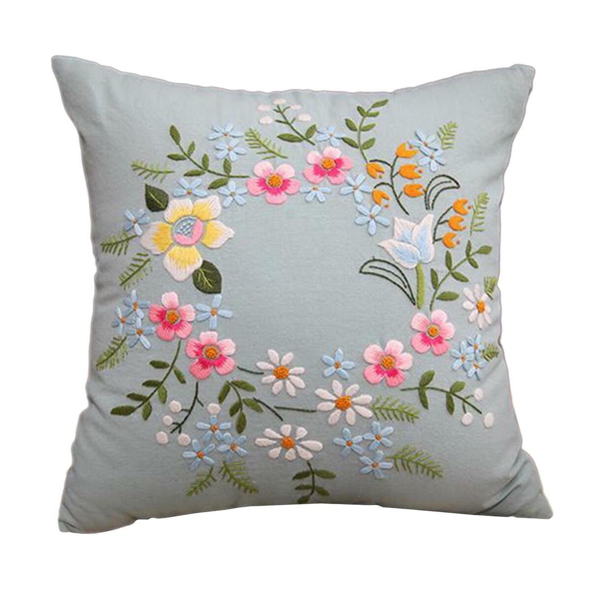 2 Pieces Semi-Finished Embroidery Pillow Covers Kit Sewing Craft for Sofa
