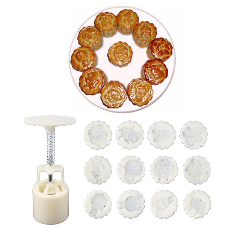 Chinese Zodiac Shape Moon Cake Mould Hand Pressure Cookies Cutter Enjoy Fun Gift