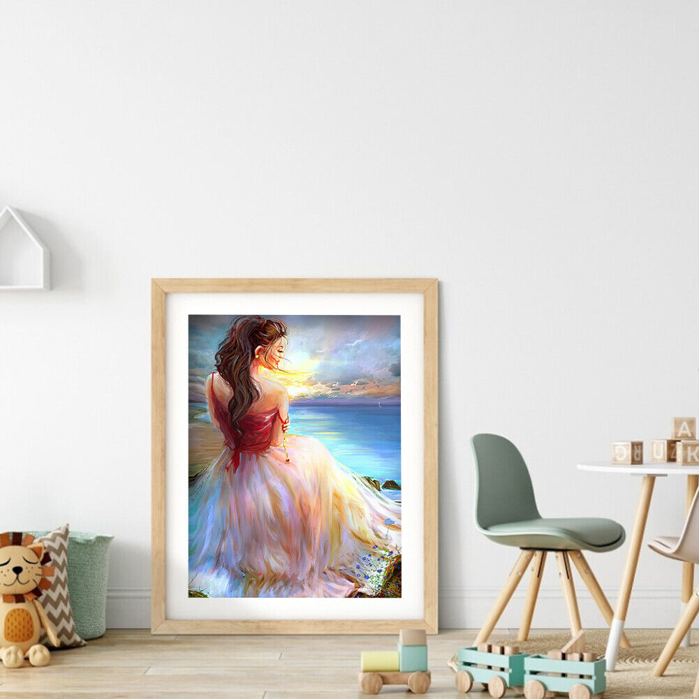 Diamond Painting Oil painting girl Full Round Drill Rhinestone Picture