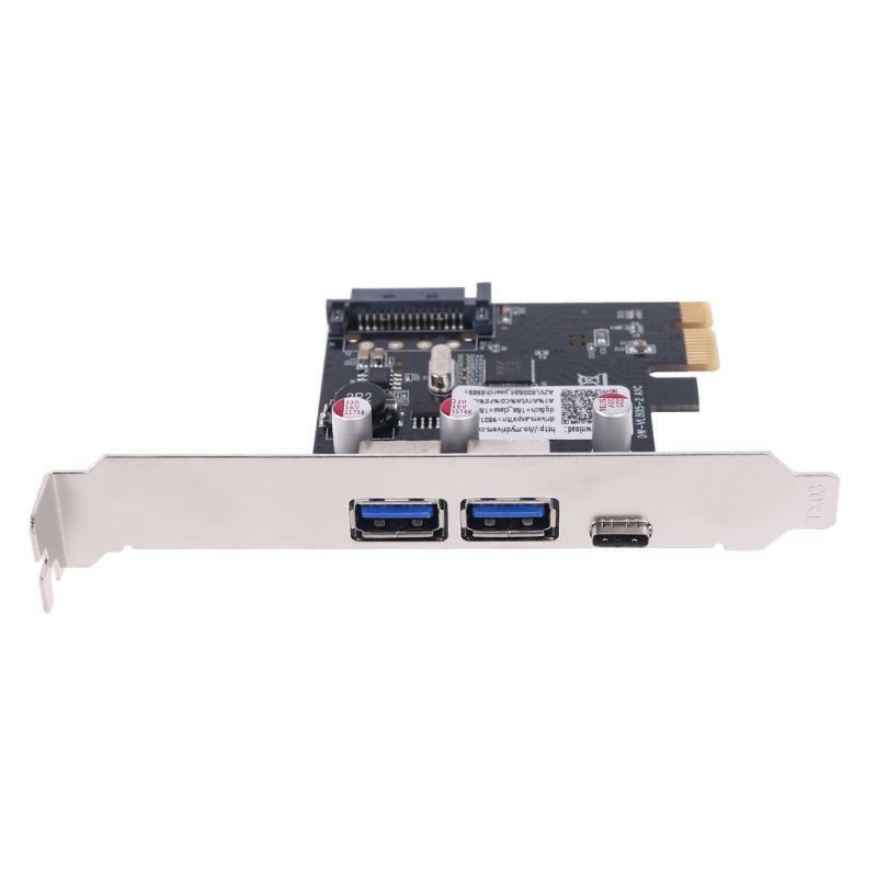 PCIE PCI Express to USB 3.1 Type-C 2 Port USB 3.0 Type-A Riser Expansion Card