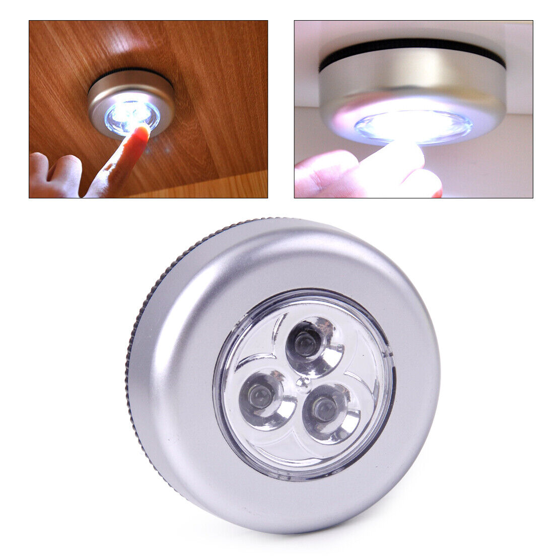 3-LED Battery Operated Stick Tap Wireless Touch Lamp Light Closet Car Boat Li
