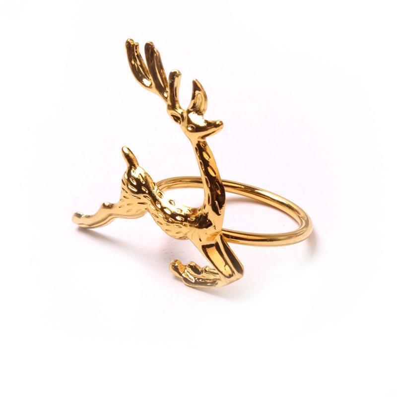 12 Pieces Chic Elk Napkin Ring Cute Christmas Deer Napkin Rings Holder Buckles