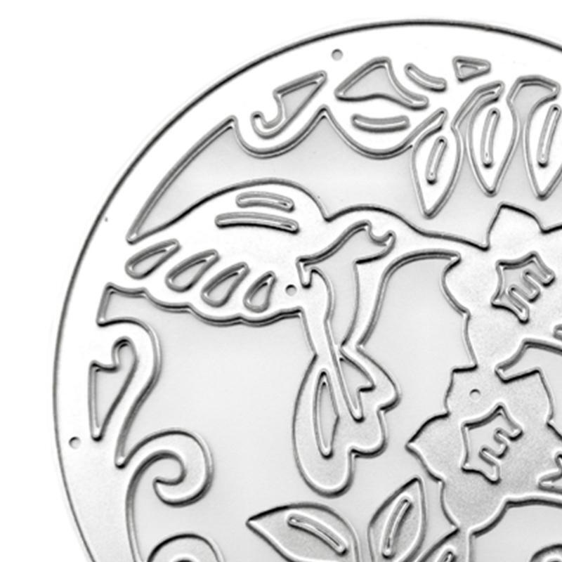 Hummingbird Flower Round Metal Cutting Dies Stencil DIY Scrapbook Template Mold