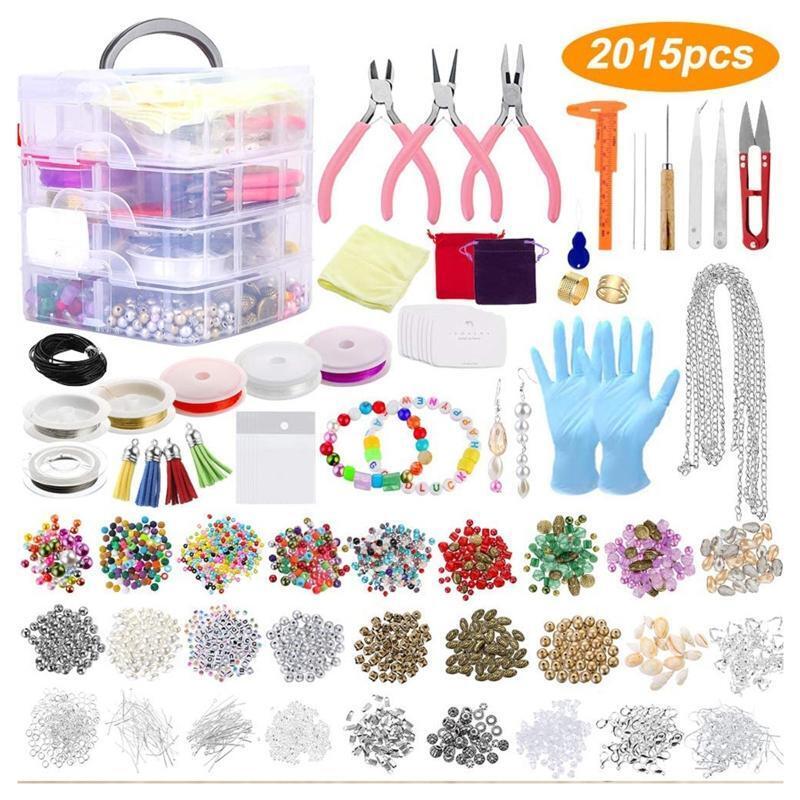2015Pieces Jewelry Making Supplies Kit with Assorted Beads Charms Findings Plier