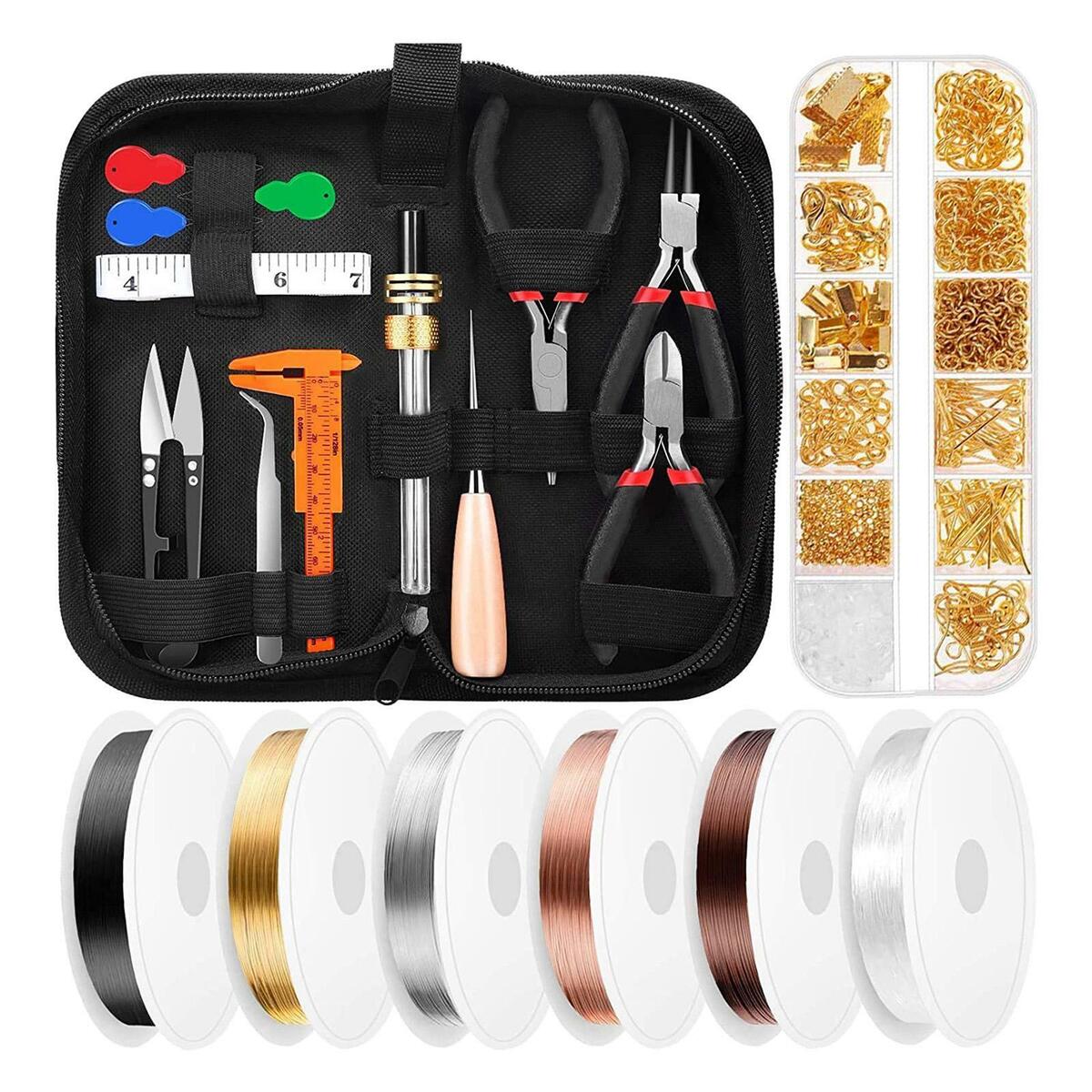 Jewelry Making Kit DIY Beading Jewelry Wires  Rings Necklace Wooden Awl