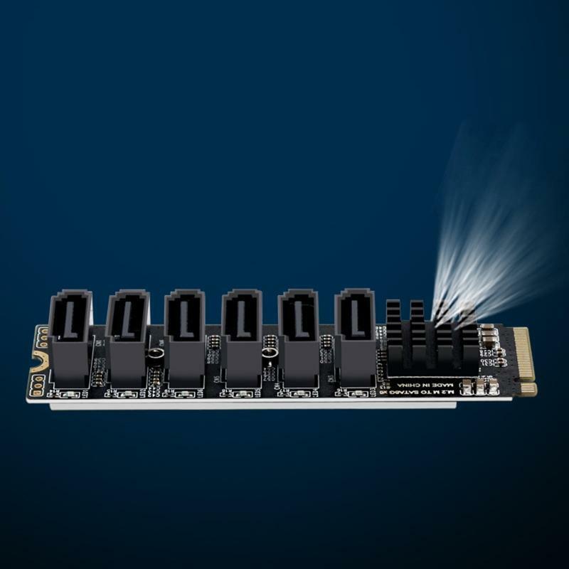 M2 PCIE 3.0 to 6-Port Sata 3.0 Expansion Card Computer Desktop Solid State Card