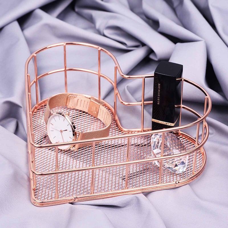 Heart Shape Makeup Storage Tray Cosmetic Organizer Holder Jewelry Display Tray