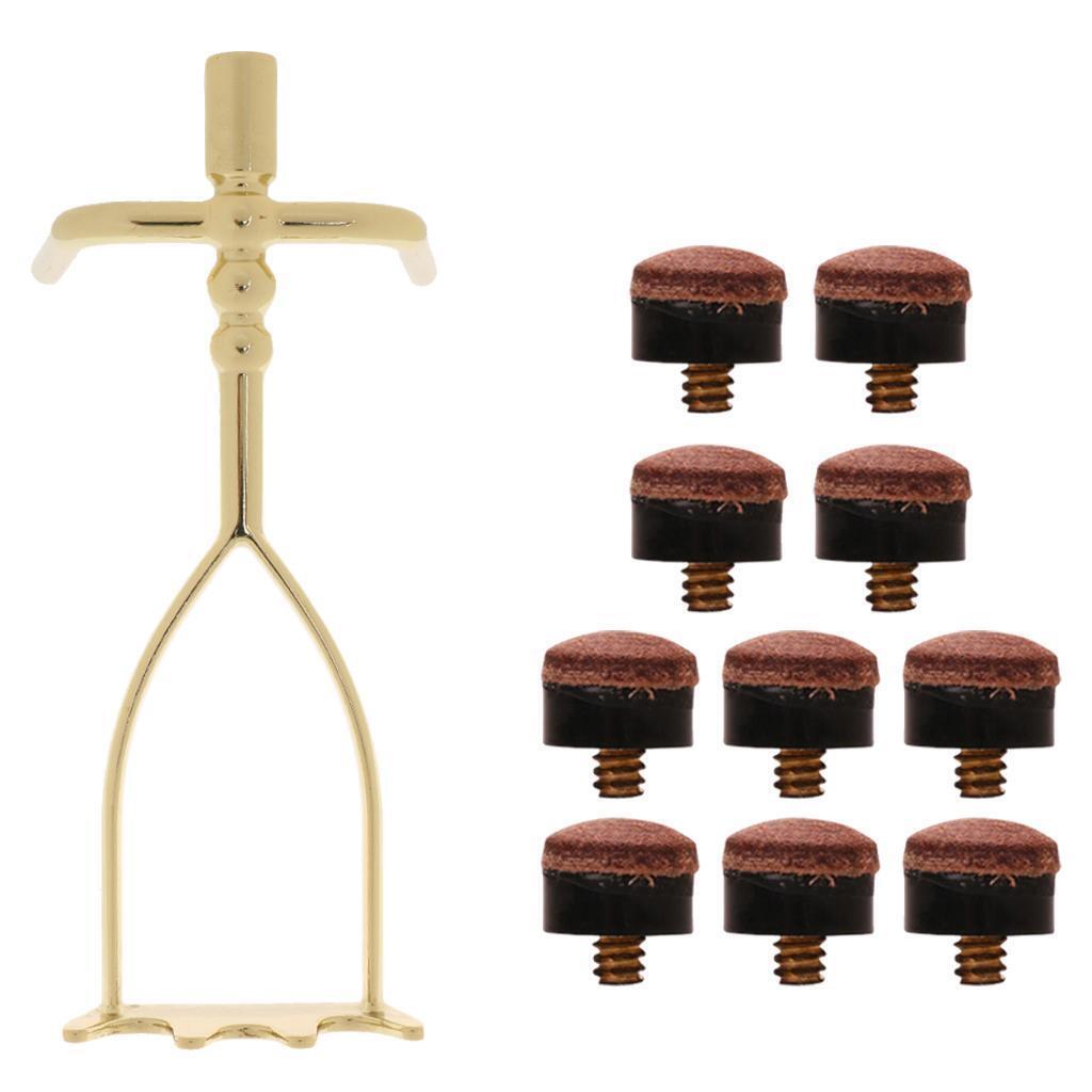 Extended Billiards Pool Cue Rest Bridge Head + 10Pcs 12mm Screw-On Cue Tips