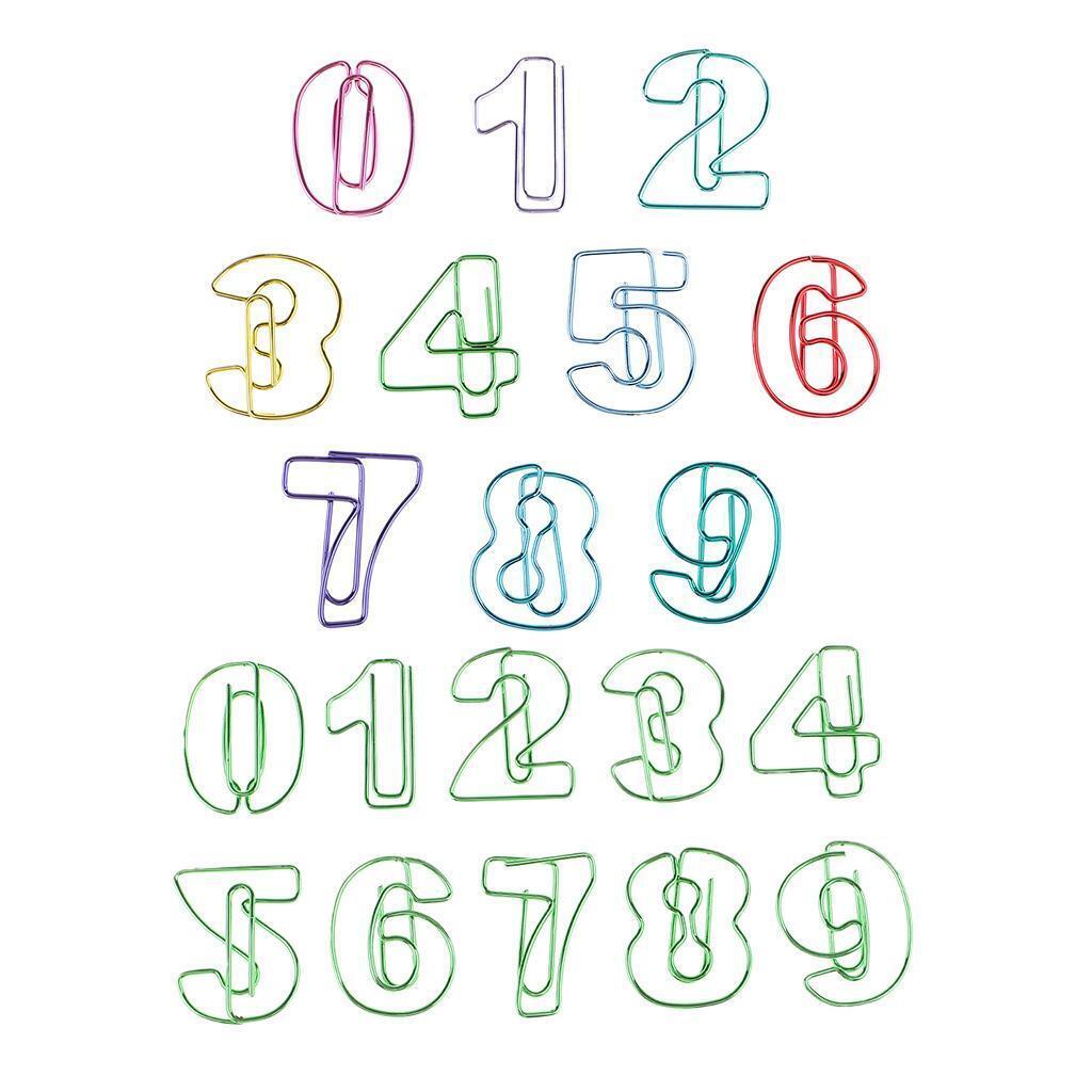 10pc 0-9 Numbers Metal Paper Clips Bookmarks Stationery Office School Supply