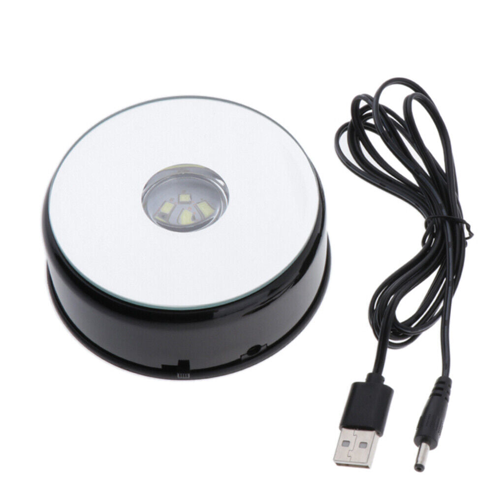 USB Powered Turntable Electric Rotating Display Stand Mirrored Holder