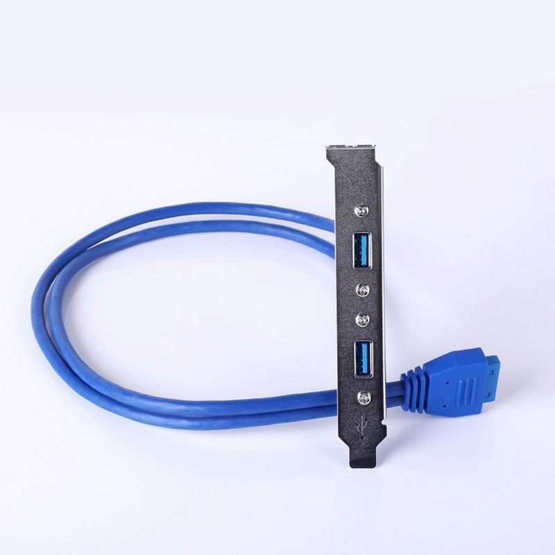 2x USB3.0 Female to Motherboard Mainboard 20Pin Cable Baffle Line Adapter 5Gbps